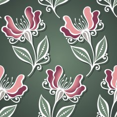 Seamless Floral Pattern (Vector) Hand Drawn Texture N124