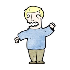 cartoon nervous man waving N24