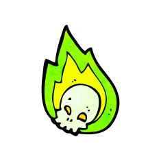 flaming skull cartoon N16