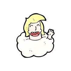 cartoon man with head in clouds N7