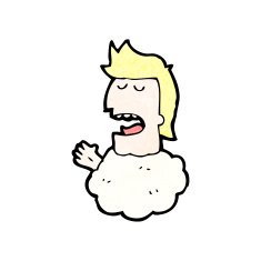 cartoon man with head in clouds N8