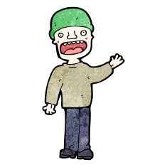 cartoon waving man in hat N2