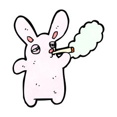 funny cartoon rabbit smoking cigarette N2