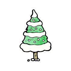 cartoon snowy christmas tree N6
