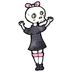 cartoon woman with skull mask N3