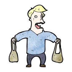 cartoon man carrying bags N2