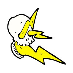 crazy lightning skull cartoon N2