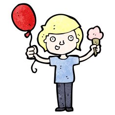 cartoon boy with balloon and ice cream N2