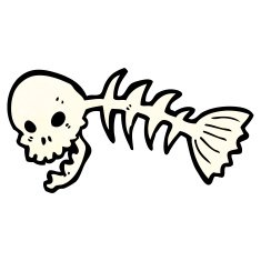 spooky skull fish bones cartoon N7