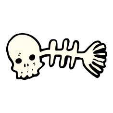 spooky skull fish bones cartoon N8