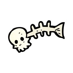spooky skull fish bones cartoon N9