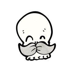 cartoon skull with mustache N16
