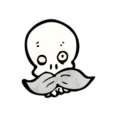 cartoon skull with mustache N17