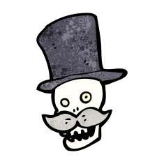 cartoon skull with mustache N19