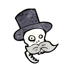cartoon skull with mustache N20