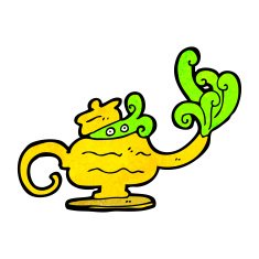 cartoon genie in lamp N8
