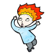 cartoon boy with flaming hair N2