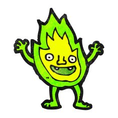 cartoon green flame spirit N10