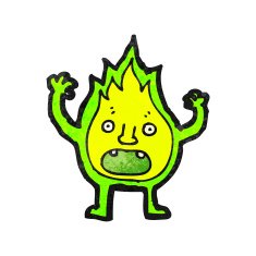 cartoon green flame spirit N11