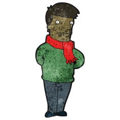 cartoon man wearing scarf N3