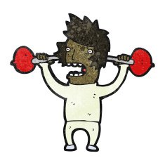 Cartoon Man Lifting Weights N22