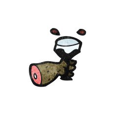 cartoon arm holding wine glass N4