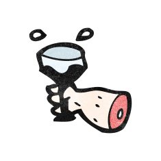 cartoon hand raising glass of wine N4