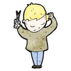 cartoon man cutting hair N2
