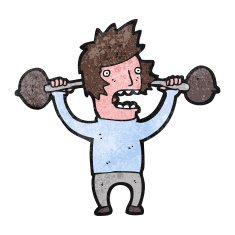 Cartoon Man Lifting Weights N23