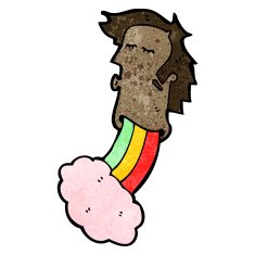 cartoon floating crazy drugs trip head N2