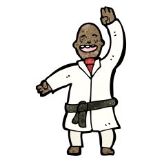 cartoon man judo chopping N2
