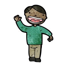 friendly waving boy cartoon N2