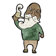 cartoon old man smoking pipe N3