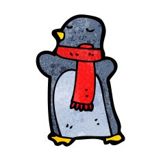 cartoon penguin in scarf N2