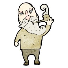 cartoon old man smoking pipe N4