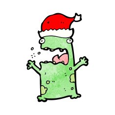 cartoon frog in christmas hat N2