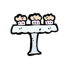 cartoon cakes on cakestand N2