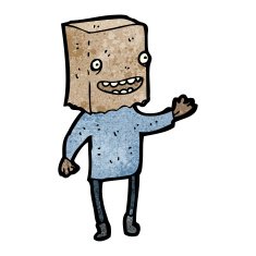 cartoon man with paper bag on head N4