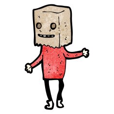 cartoon ugly man with bag on head N2