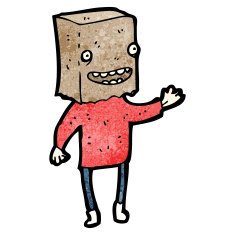 cartoon ugly man with bag on head N3