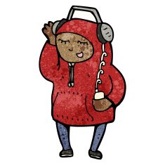 cartoon teenager in hooded sweatshirt N7