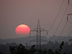 electric pylon at sunset