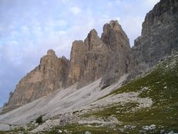 south wall side mountains in the dolomite mountains in italy