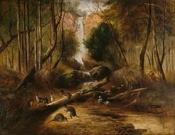oil on canvas painting of waterfall by john prout