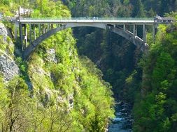 concrete arch ÄurÄeviÄa Bridge across mountain river Tara, montenegro