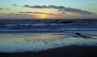 sunset afterglow on the ocean beach