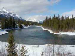 A river near a mountain in Canada