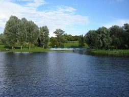 Beautiful lake among the trees in Munich in Germany