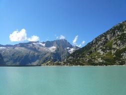 glacier lake at mountains, switzerland