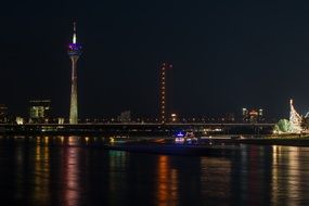 television tower on the banks of the river rhine in dÃ¼sseldorf